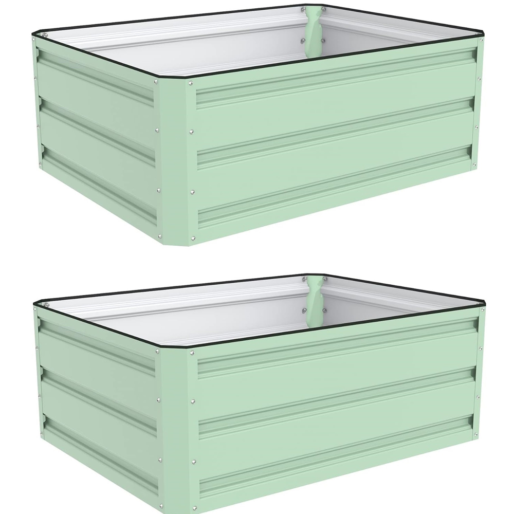 Garden Gear Light Green Metal Large Raised Garden Bed 2 Pack