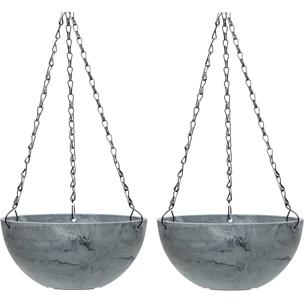 Garden Gear 25cm Stone Effect Marble Hanging Basket 2 Pack