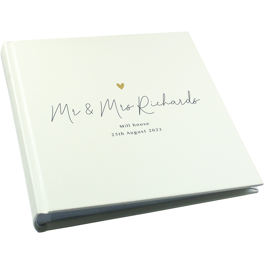 Personalised Memento Gold Heart Square Personalised Couples Photo Album