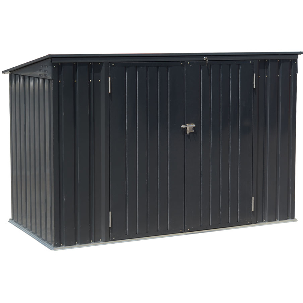 Living and Home 6.2 x 3.7ft Anthracite Zinc Steel Wheelie Bin Outdoor Storage Shed