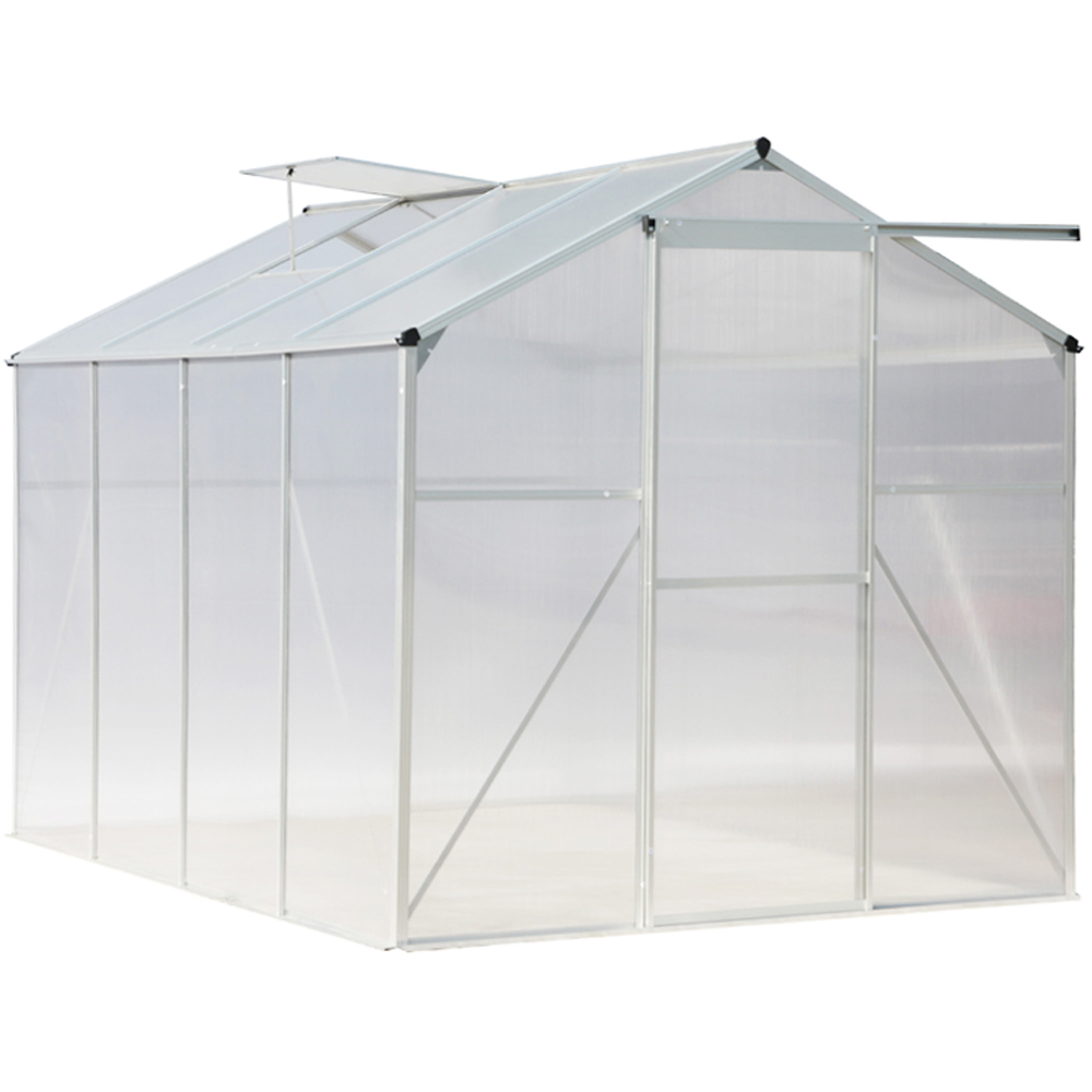 Living and Home 6 x 8ft Transparent Aluminium Frame Dual Sloped Roof Greenhouse Planting Shed