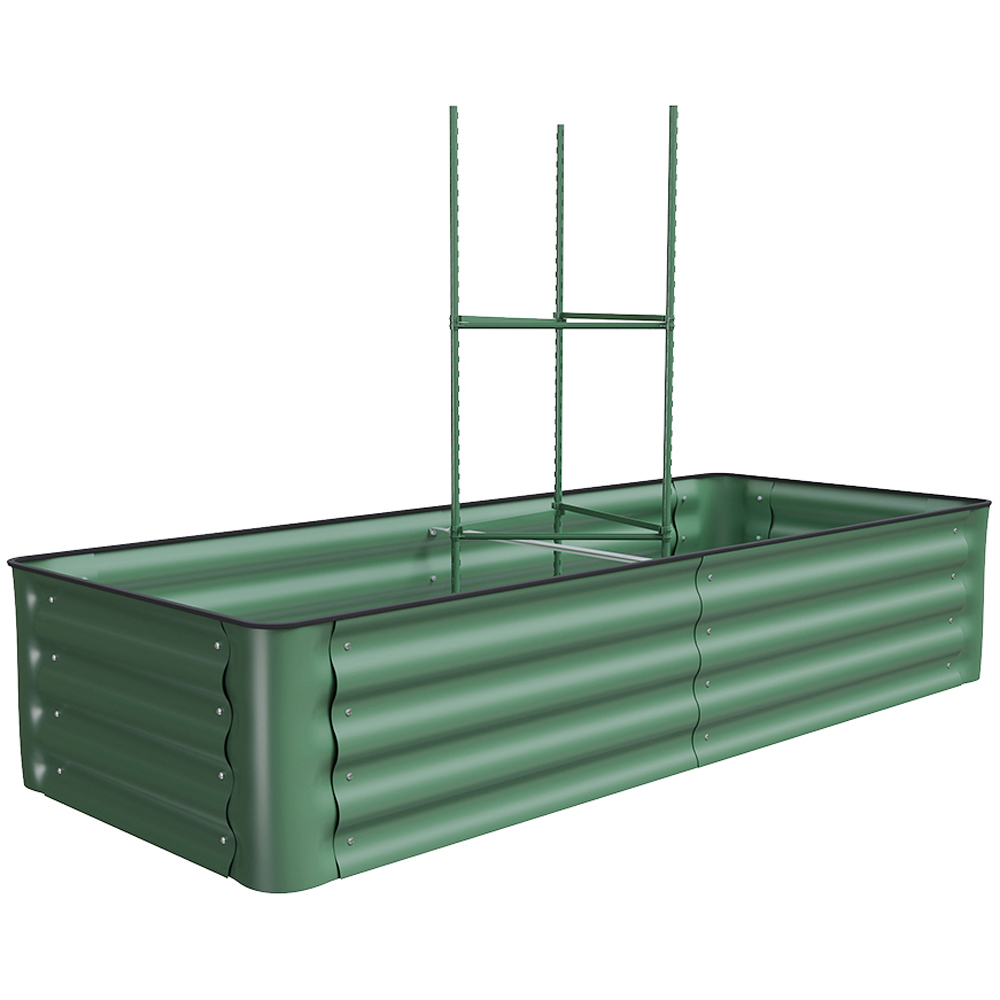 Living and Home Green Corrugated Galvanised Steel Planter Bed with Stand