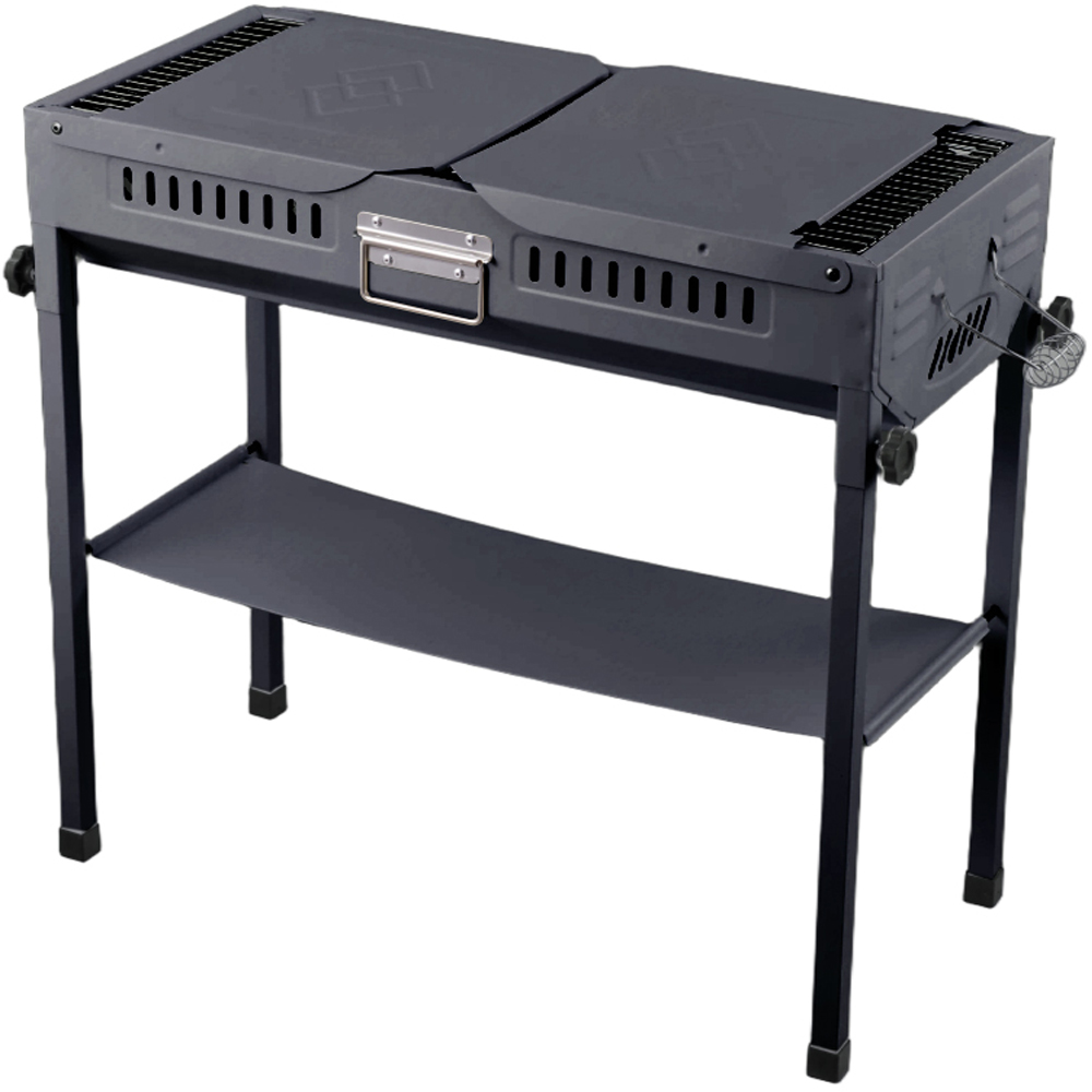 Living and Home Black Portable Outdoor Charcoal Grill with Folding Side Table