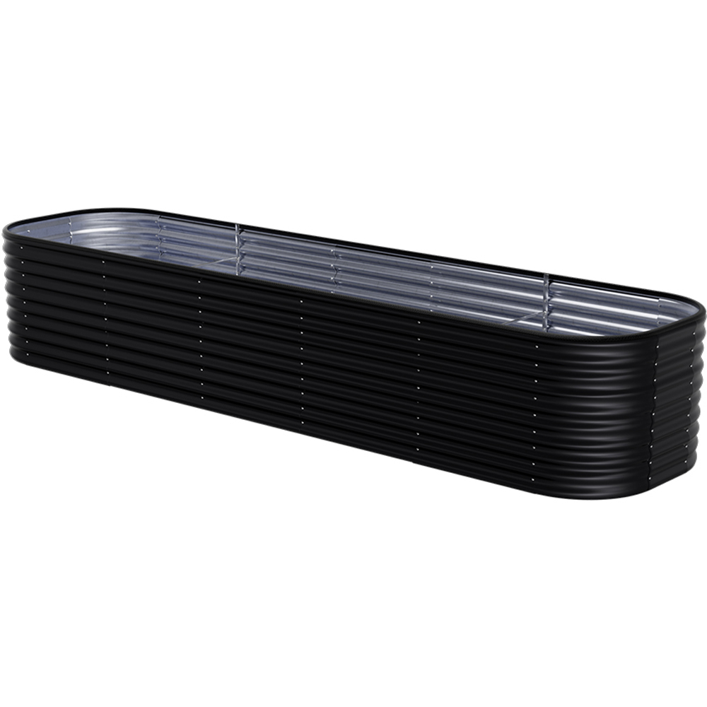 Living and Home Anthracite Oval Galvanised Steel Raised Garden Bed 320 x 56cm