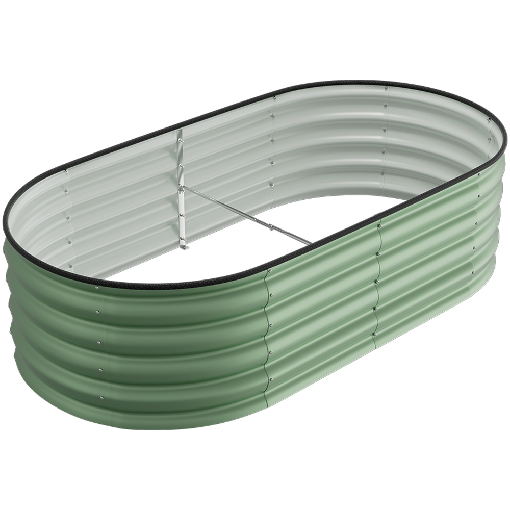 Living and Home Light Green Oval Galvanised Steel Raised Garden Bed 160 x 42cm