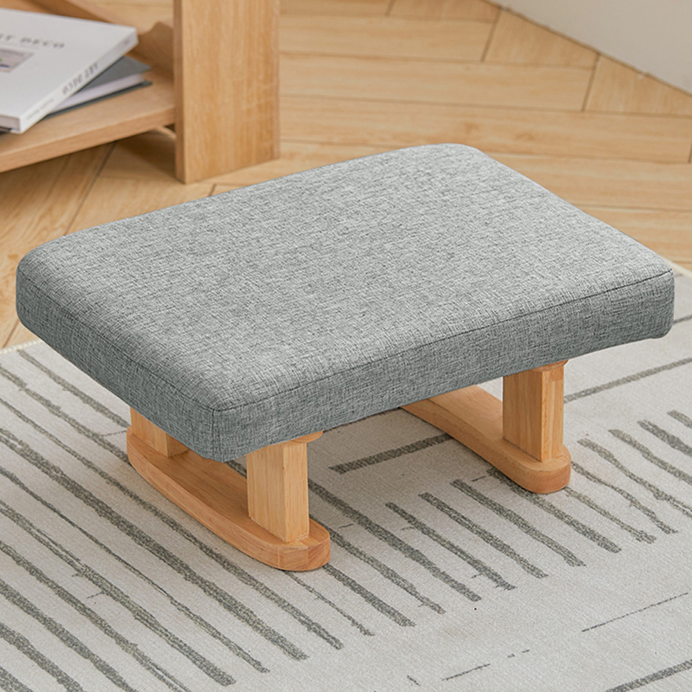 Living and Home Grey Padded Rocking Wooden Footstool