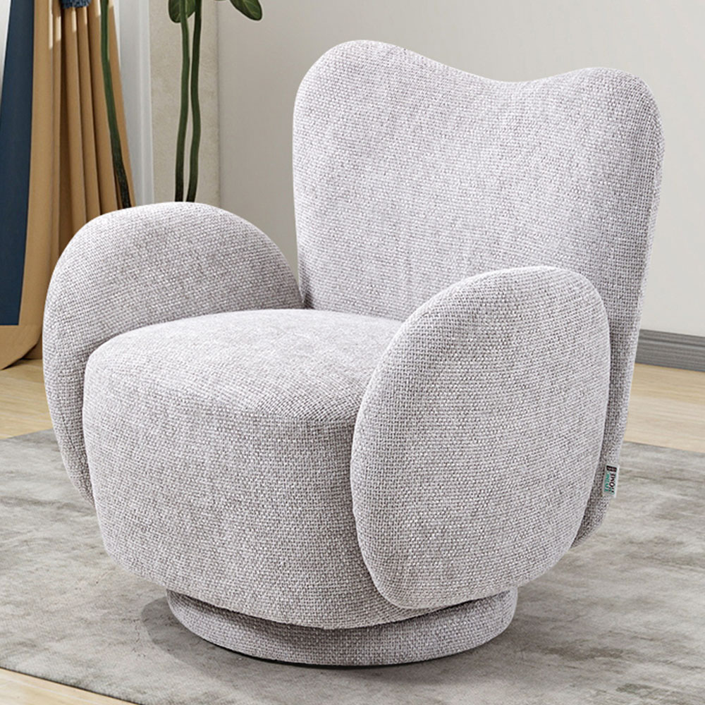 Living and Home Grey Chenille High Back Swivel Accent Chair