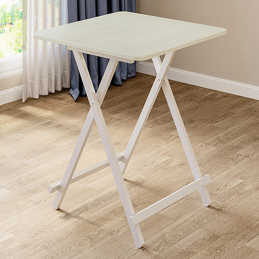 Living and Home 2 Seater Light Wood Grain Effect Foldable Dining Table White