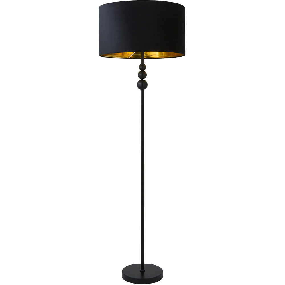 ValueLight Marissa Black Velvet Gold Floor Lamp - Stacked Ball LED - 145cm Height