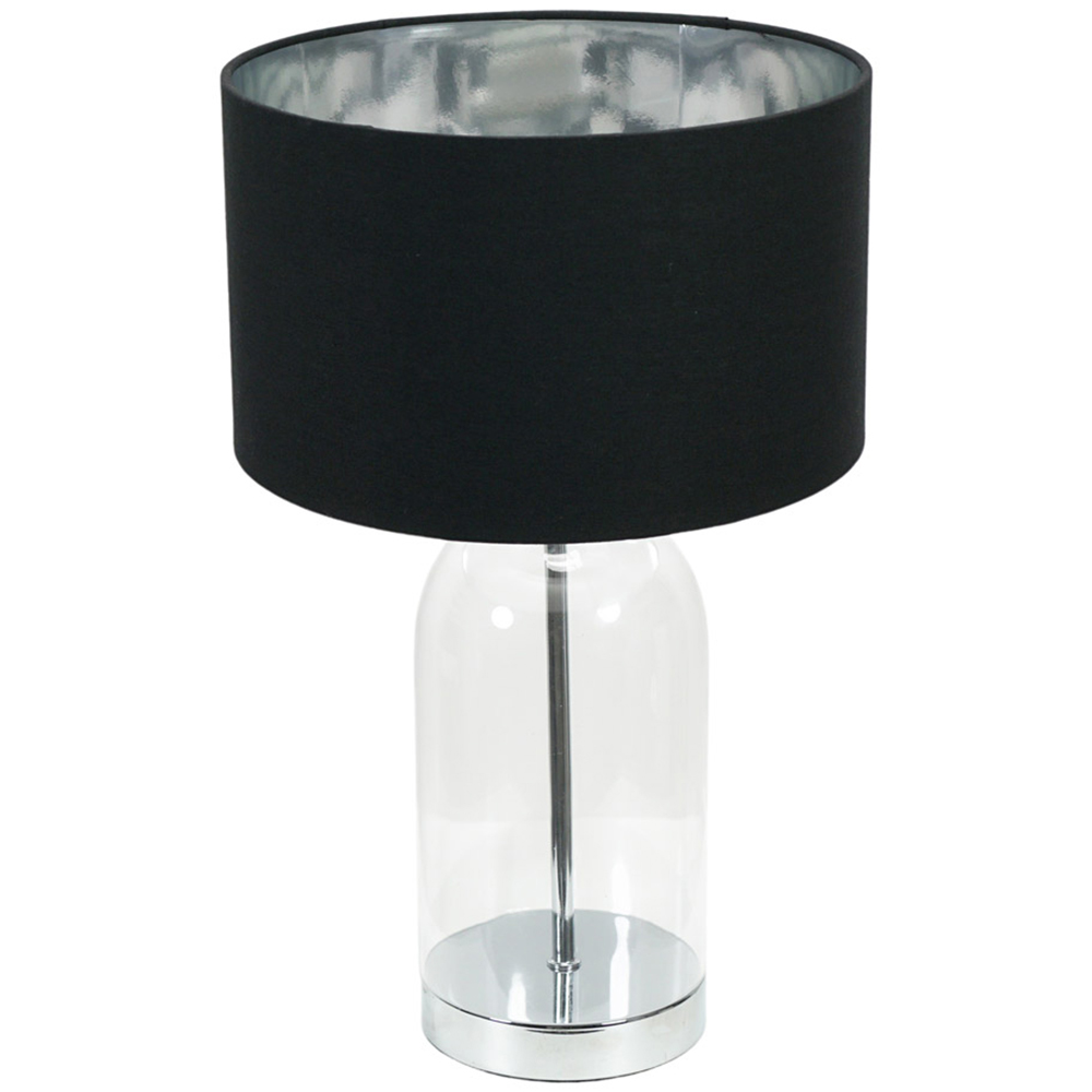 ValueLights Jessy Silver Glass LED Table Lamp with Black and Chrome Lamp Shade