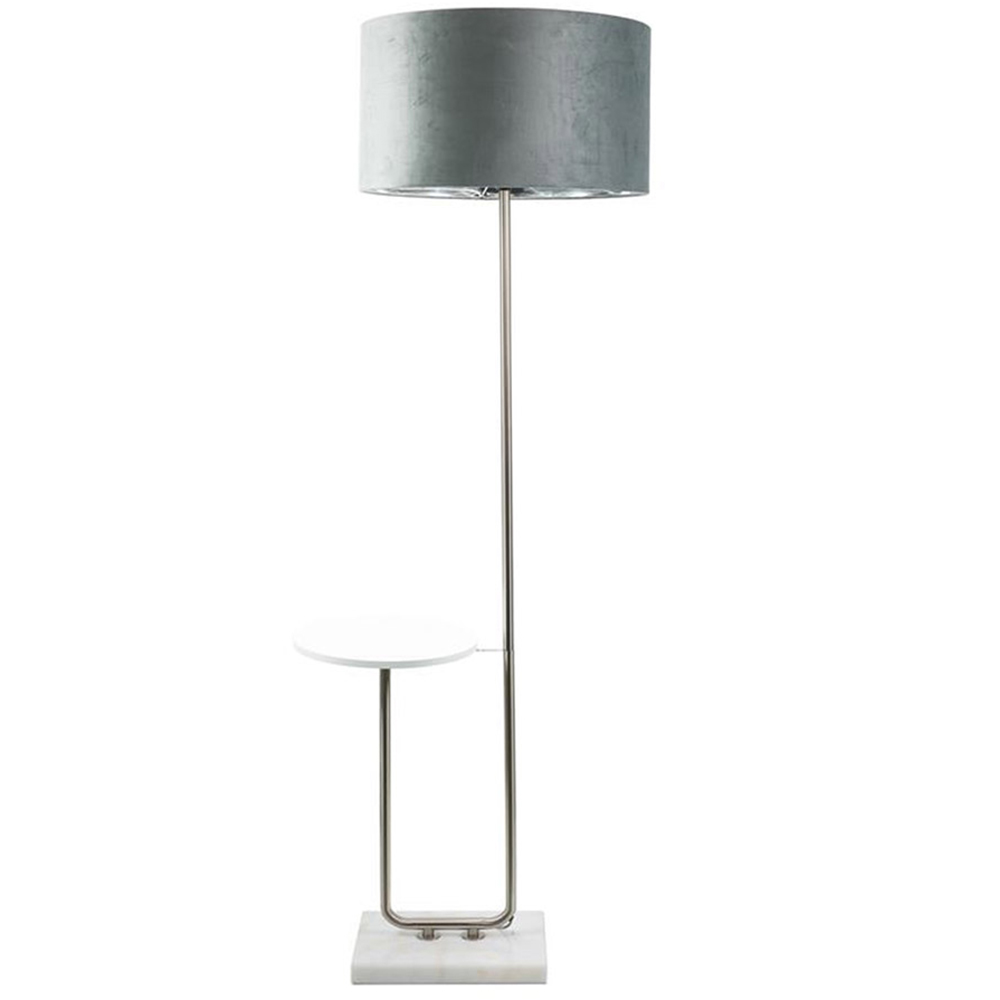 ValueLights Tavel Chrome LED Floor Lamp - Grey Velvet Shade with Chrome Interior - 146cm Height