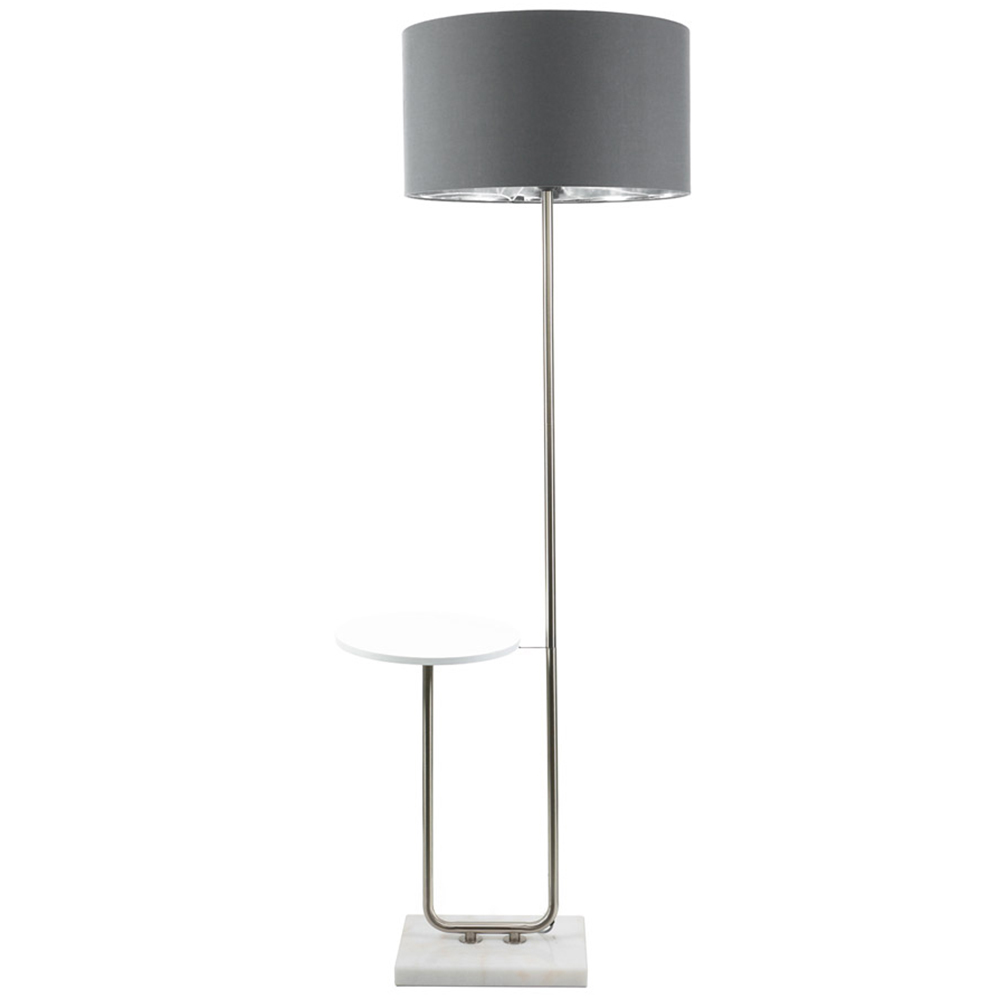 ValueLights Tavel Chrome LED Floor Lamp Table - Charcoal/Black Shade - Metal - 146cm