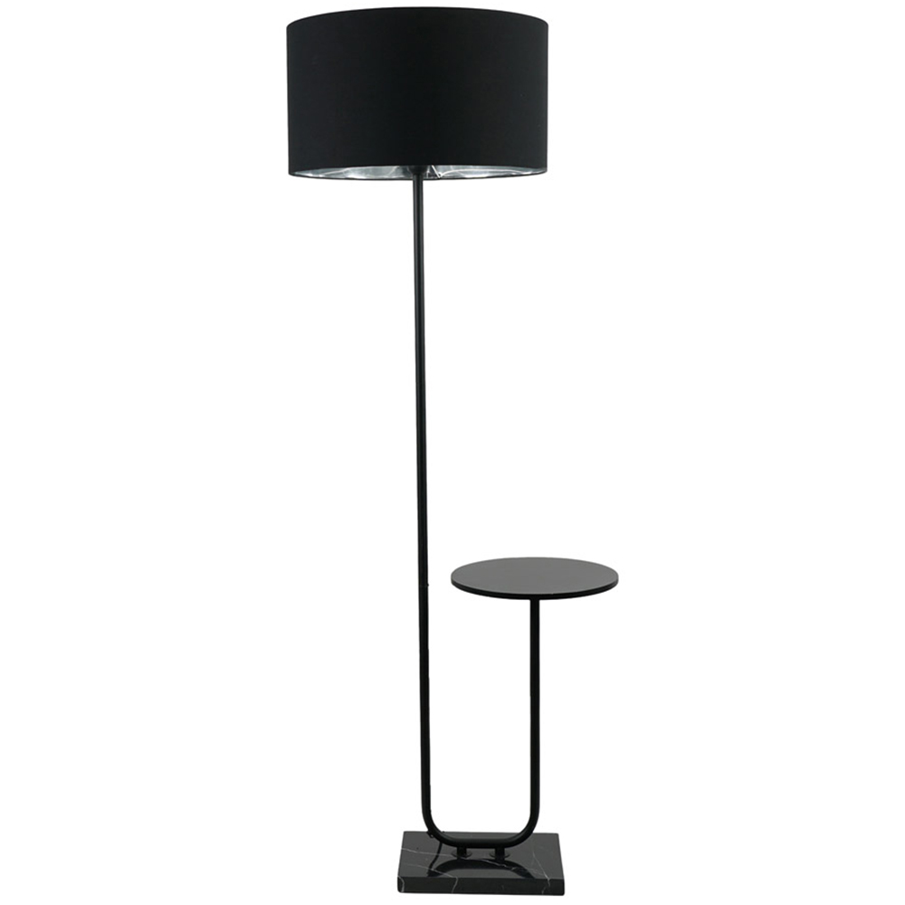 Valuelights Black Tavel Led Floor Lamp Table With And Chrome Lamp Shade 146Cm