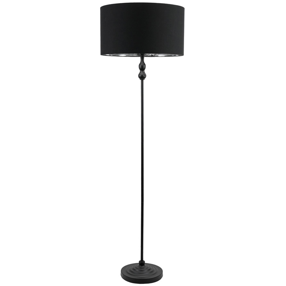 ValueLights Maggie Black Candlestick LED Floor Lamp with Black and Chrome Lamp Shade