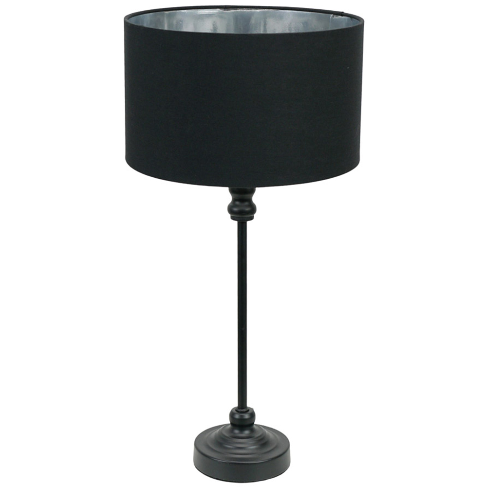 ValueLights Maggie Black Candlestick LED Table Lamp with Black and Chrome Lamp Shade