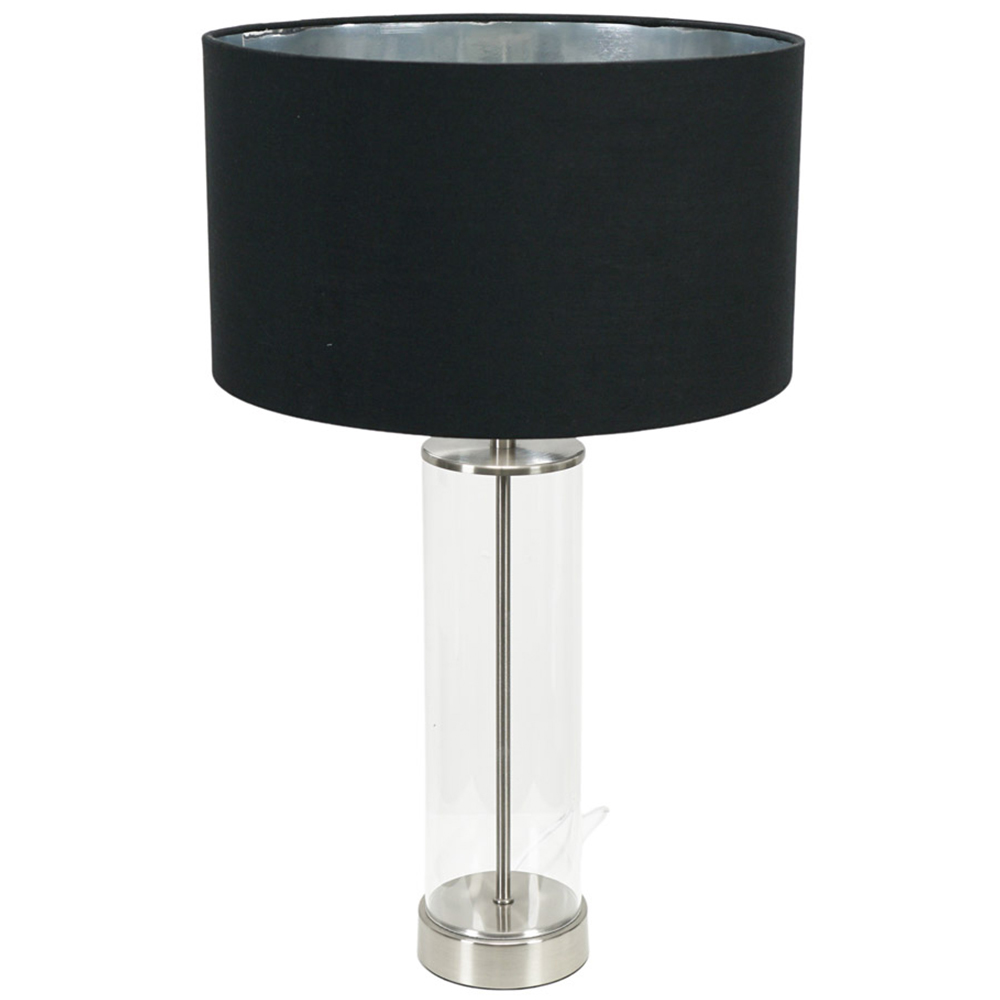 Valuelights White Balan Chrome Glass Led Table Lamp With Black And Chrome Lamp Shade 56Cm