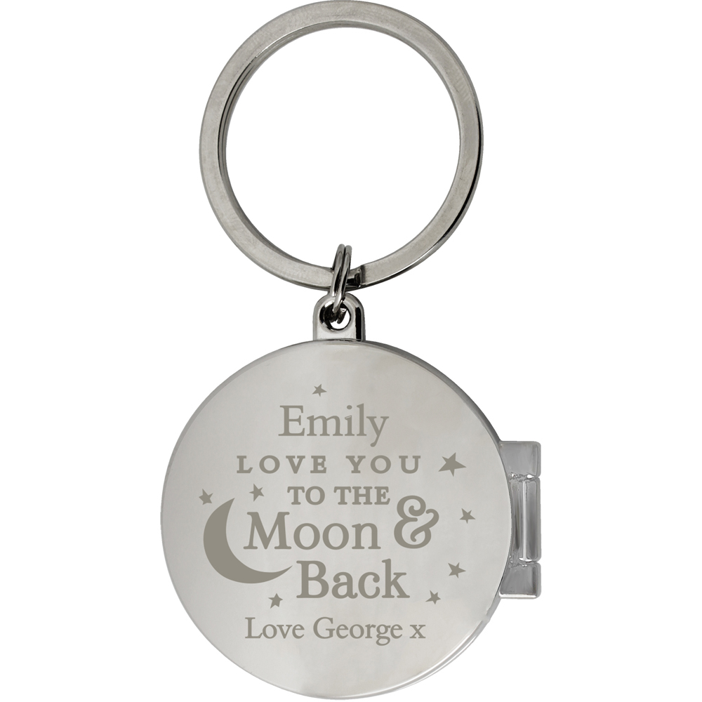 Personalised Memento Personalised To the Moon and Back Photo Keyring