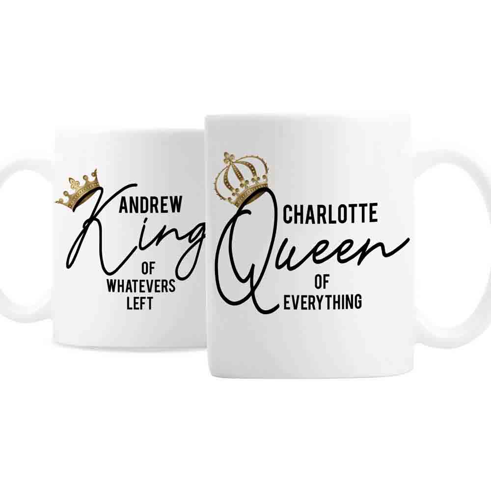 Personalised Memento Personalised King and Queen of Everything Mug Set