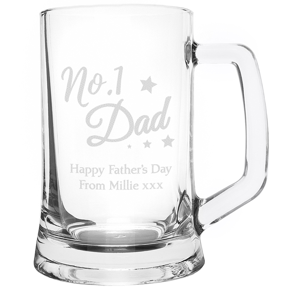 Personalised Memento Personalised No 1 Dad Glass Pint Stern Tankard