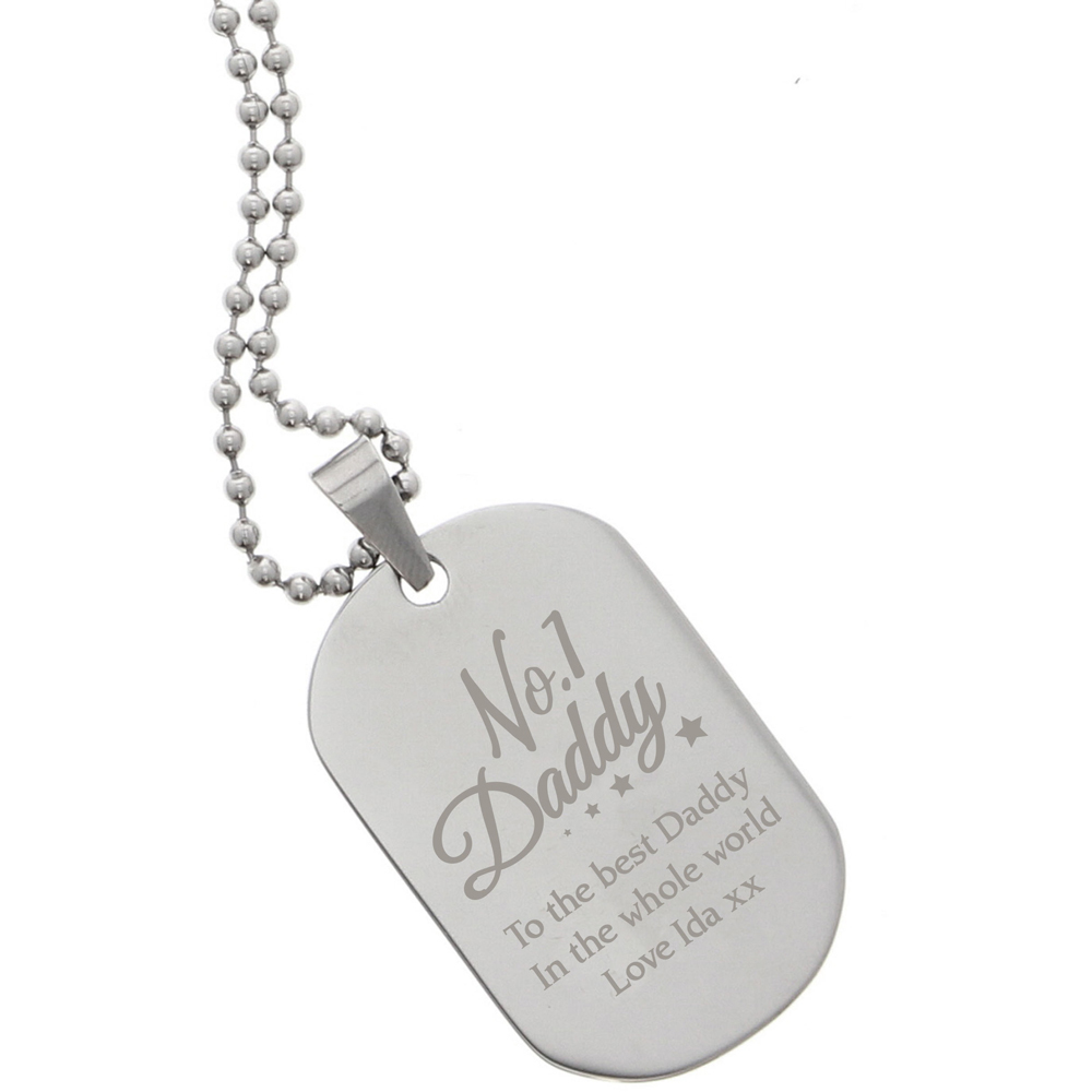 Personalised Memento Personalised No 1 Daddy Stainless Steel Dog Tag Necklace