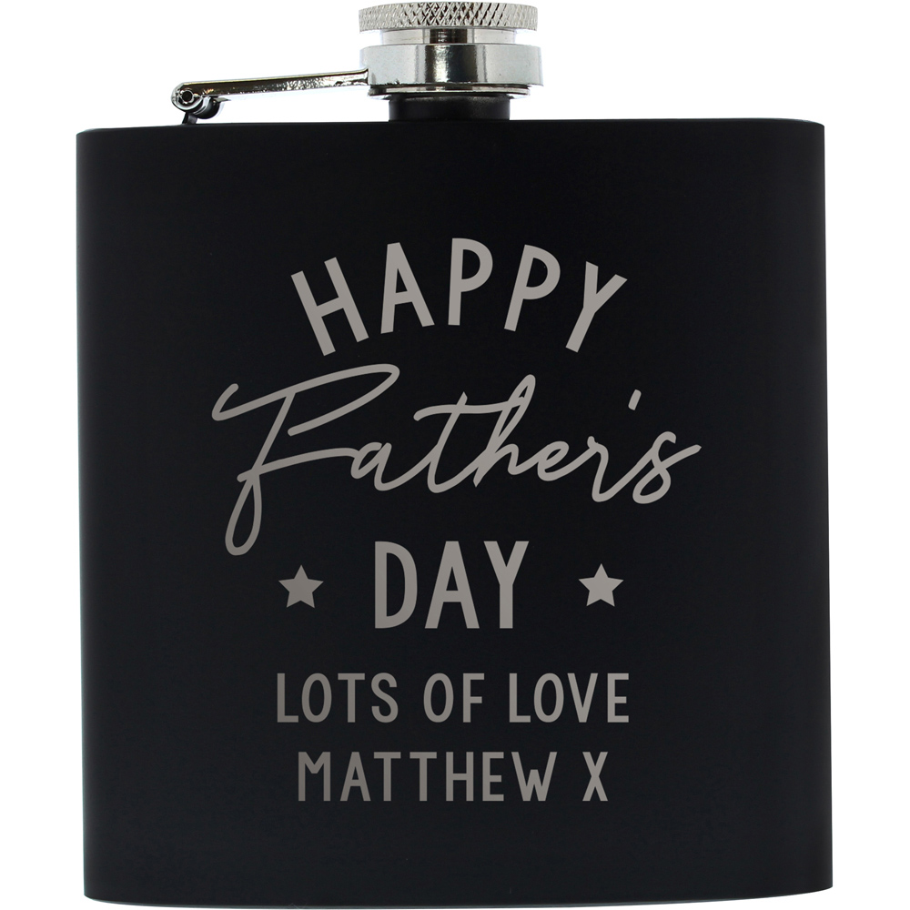 Personalised Memento Personalised Father's Day Black Hip Flask