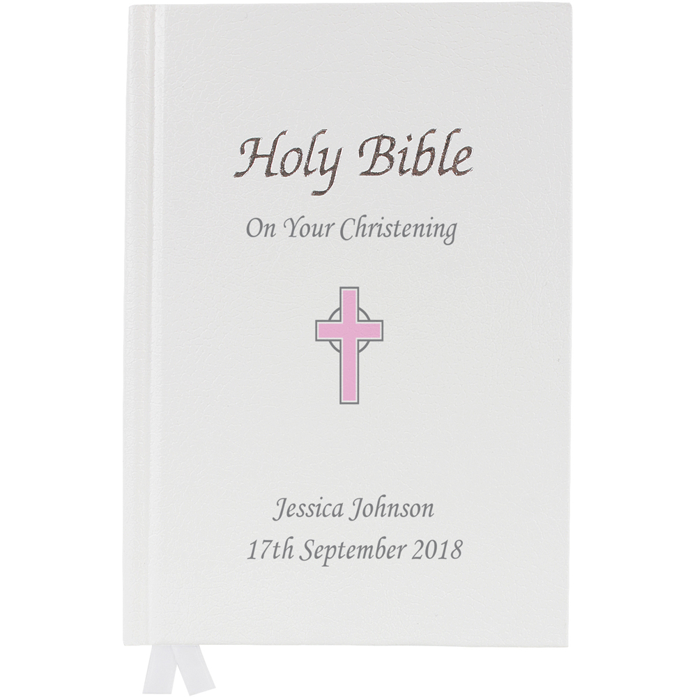 Personalised Memento Personalised Pink Cross Bible