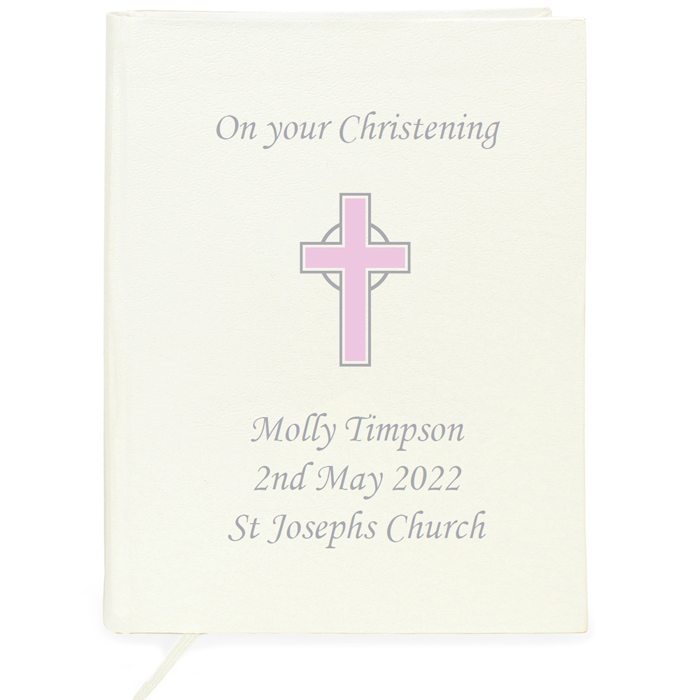 Personalised Memento Personalised Eco Friendly Pink Cross Holy Bible
