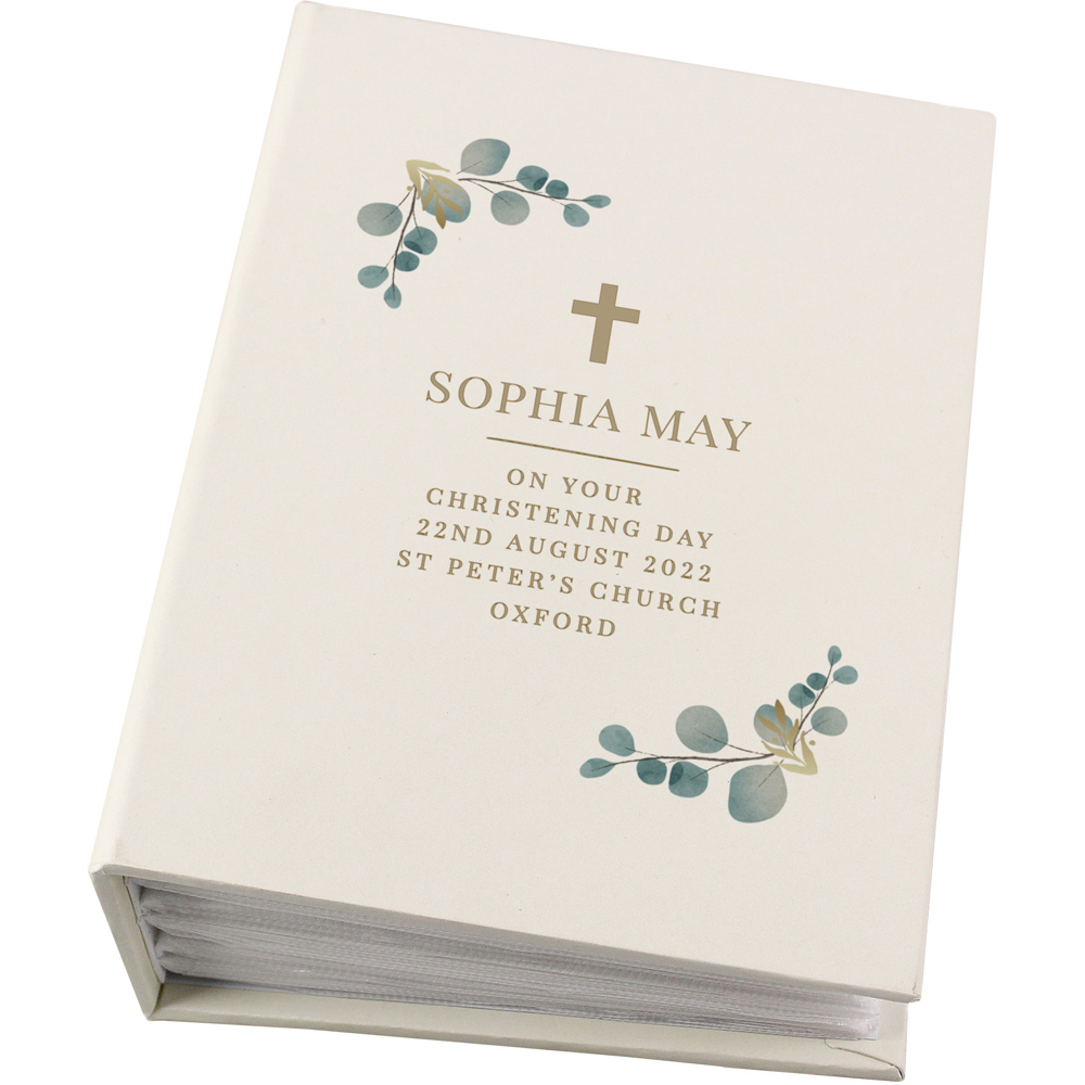 Personalised Memento Personalised Botanical Cross Photo Album with Sleeves 6 x 4 inch