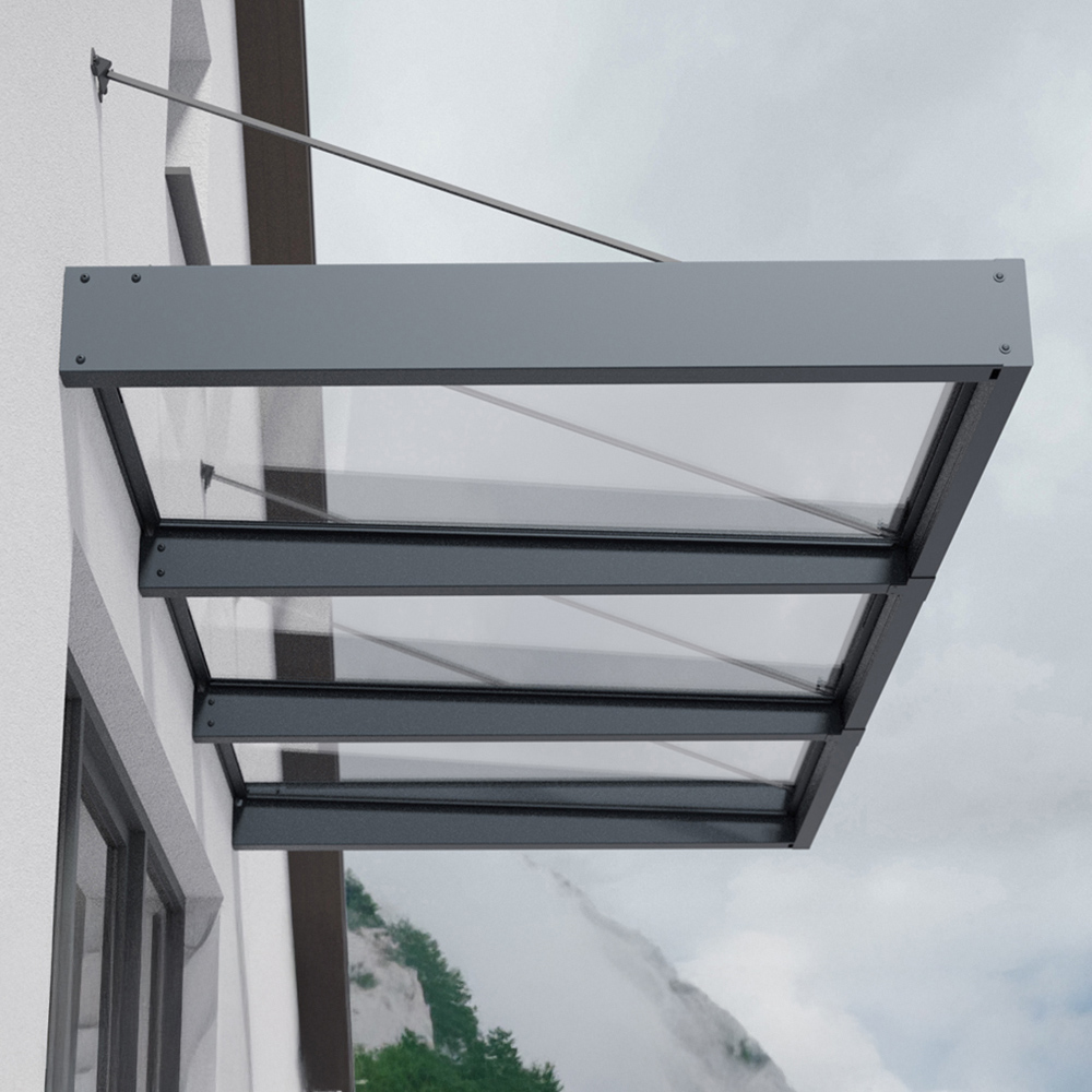 Palram Canopia Grey Sophia 3000 Clear Door Canopy X 1.4M Size 2.86