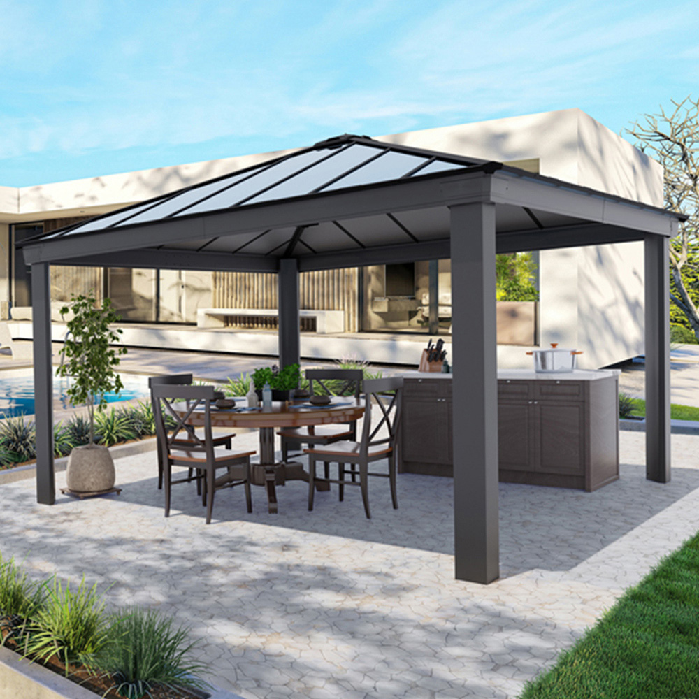 Palram Canopia Dallas 4.2m Grey Gazebo - Aluminium Frame, Polycarbonate Roof