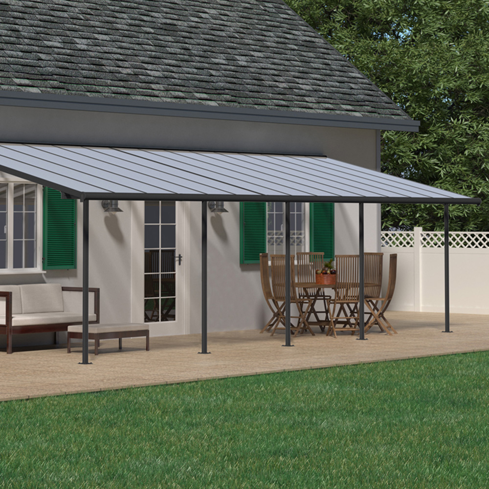 Palram Canopia Sierra Patio Cover - Grey & Clear - 3m x 9.15m