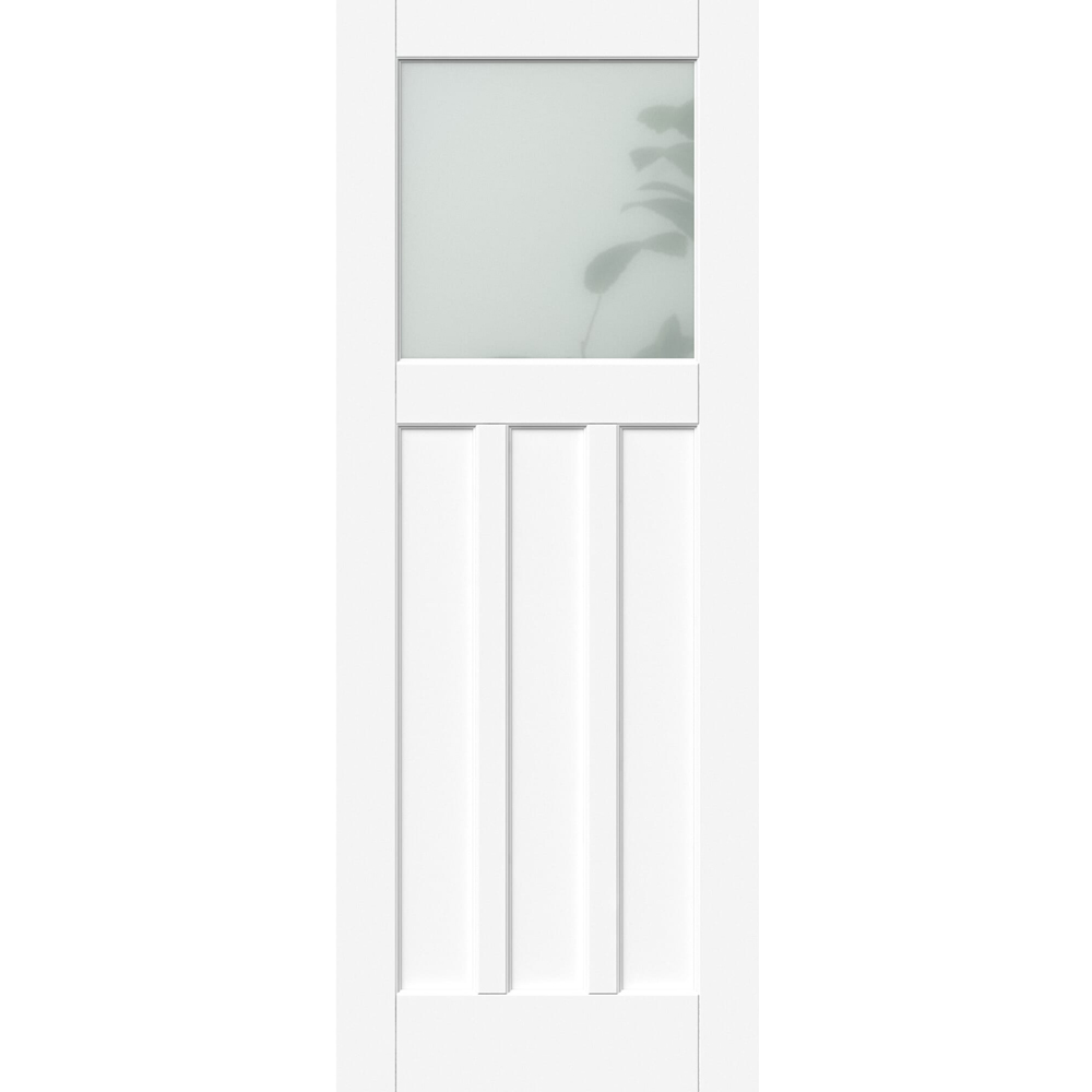 Green & Taylor White Primed 1930s 3 Panel Frosted Glass Internal Door 1981 x 762mm