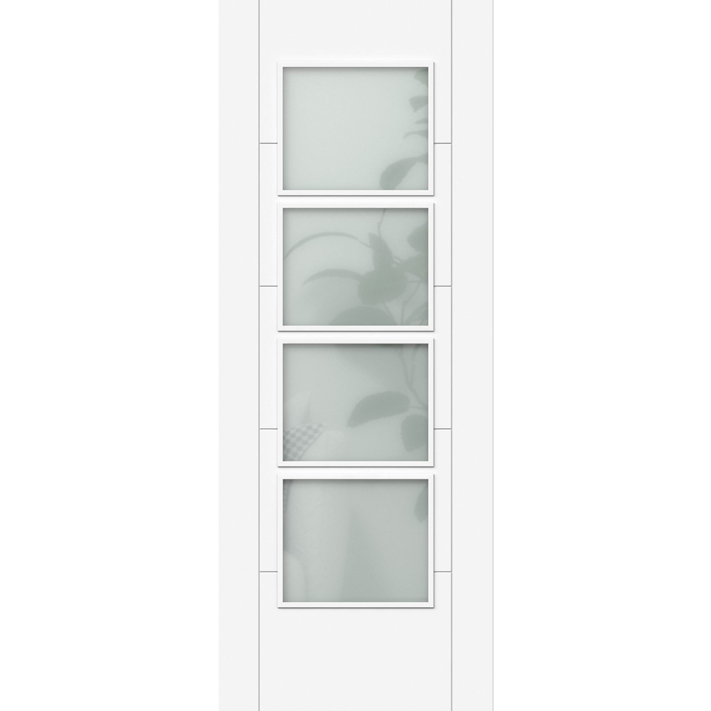 Green & Taylor White Primed Ladder 4 Lite Frosted Glazed Prefinished Internal Door 1981 x 711mm