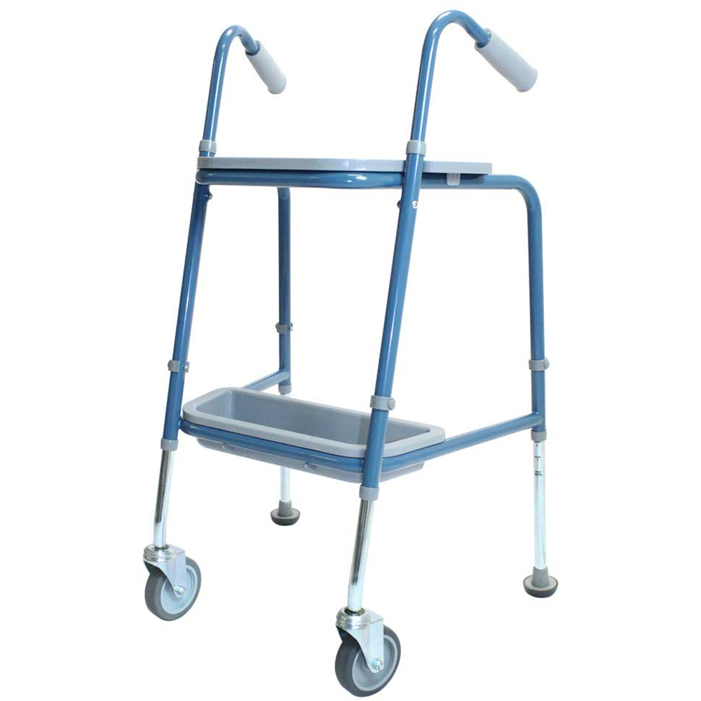 NRS-UK Turquoise Blue Height Adjustable Duo Walking Trolley