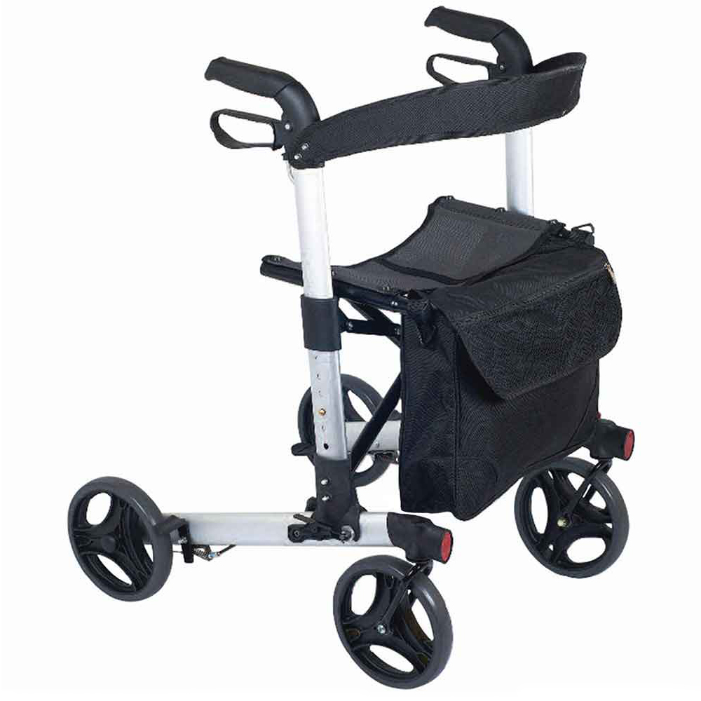 NRS Healthcare Compact Easy Rollator - 4 Wheel - Aluminium - Silver
