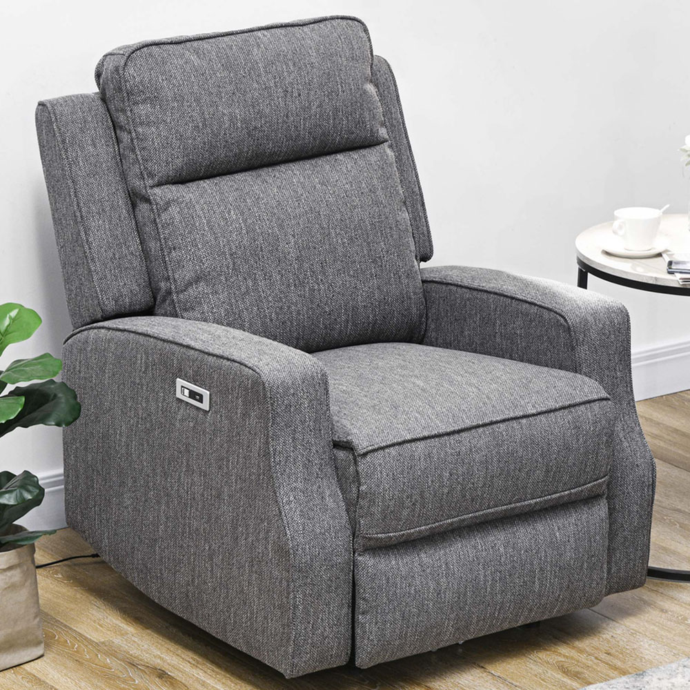 HOMCOM Charcoal Grey Electric Recliner Armchair
