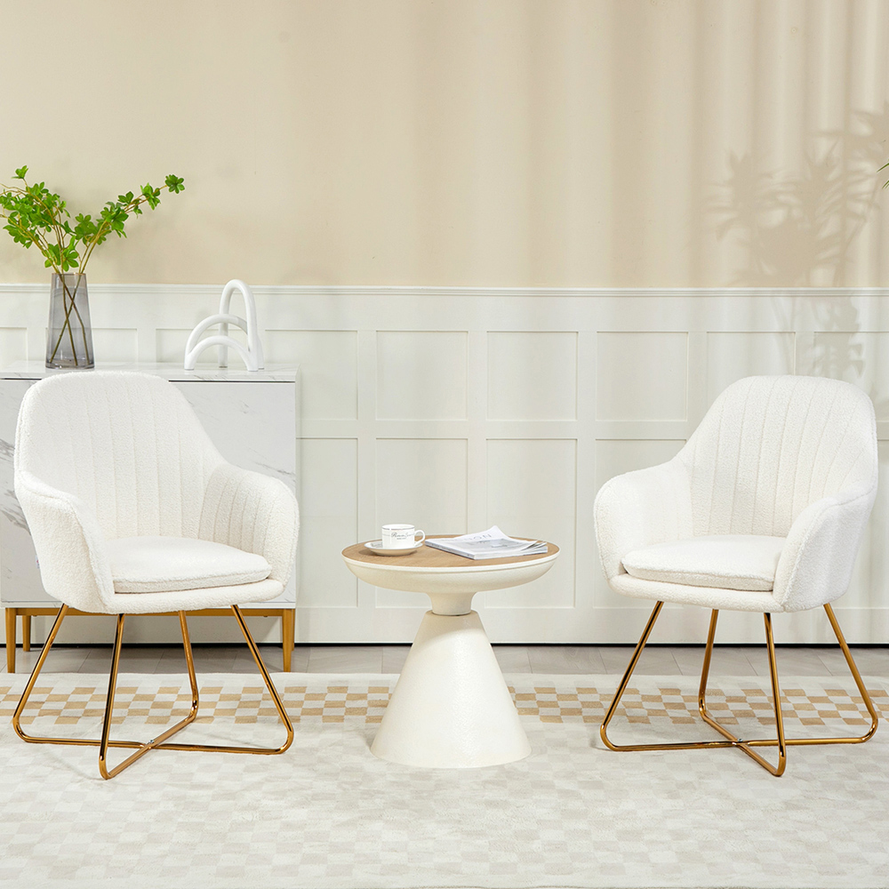 HOMCOM Set of 2 White Sherpa Fleece Dining Chair