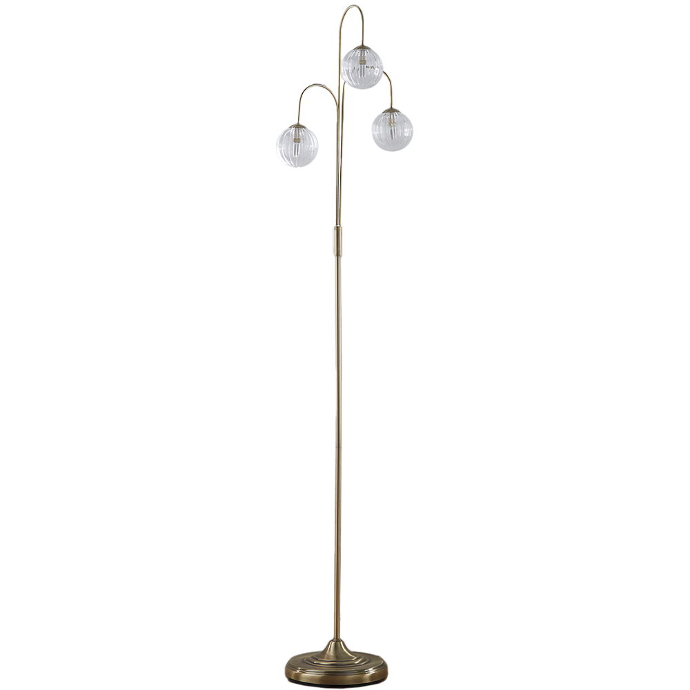 Kliving Glass Ribbed Shade Antique Brass Floor Lamp
