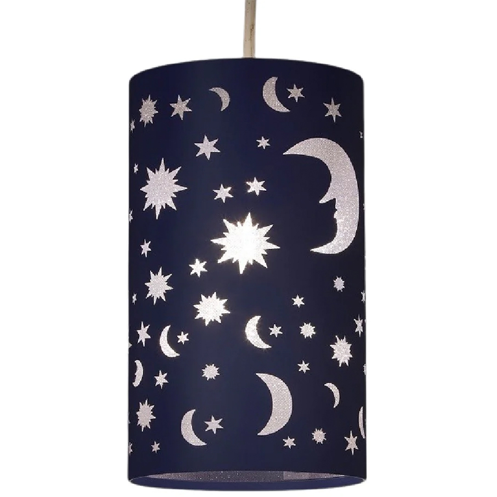 Kliving Midnight Navy Blue Moon and Stars Moonlight Pendant Light