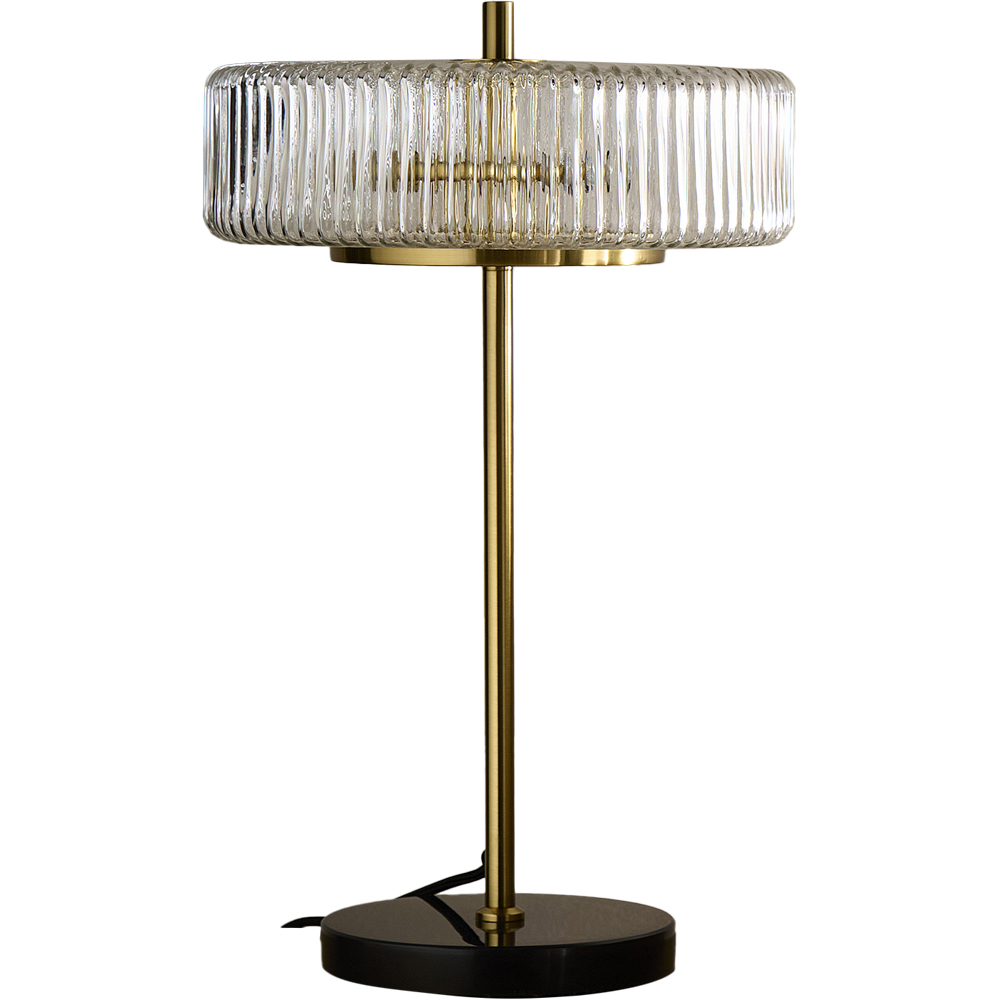 Kliving Carter Ribbed Glass Brass Table Lamp