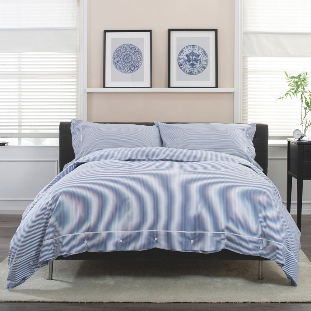 The Lyndon Company Southport King Size Blue and White Duvet Set