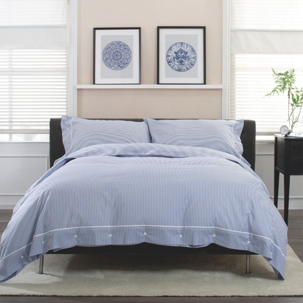 The Lyndon Company Southport Super King Size Blue and White Duvet Set