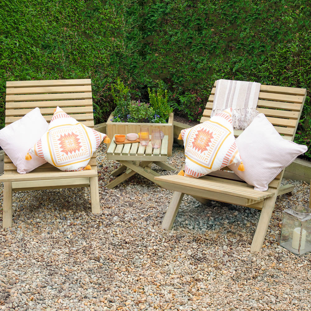 Forest Garden 2 Seater Slatted Chair and Table Set