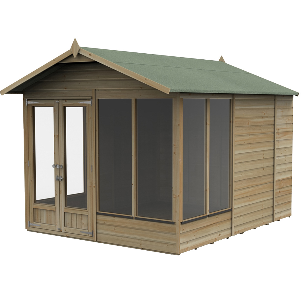 Forest Garden 8 x 10ft Beckwood Double Door 6 Window Apex Summerhouse