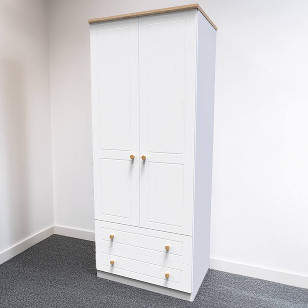 Crowndale Warwick 2 Door 2 Drawer White Ash and Oak Double Wardrobe