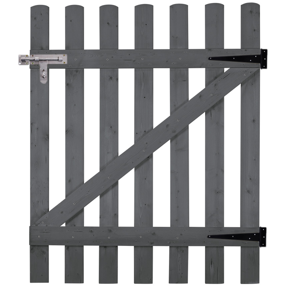 Living and Home Grey Single Swing Wooden Garden Fence Gate with Latch 120 x 90cm