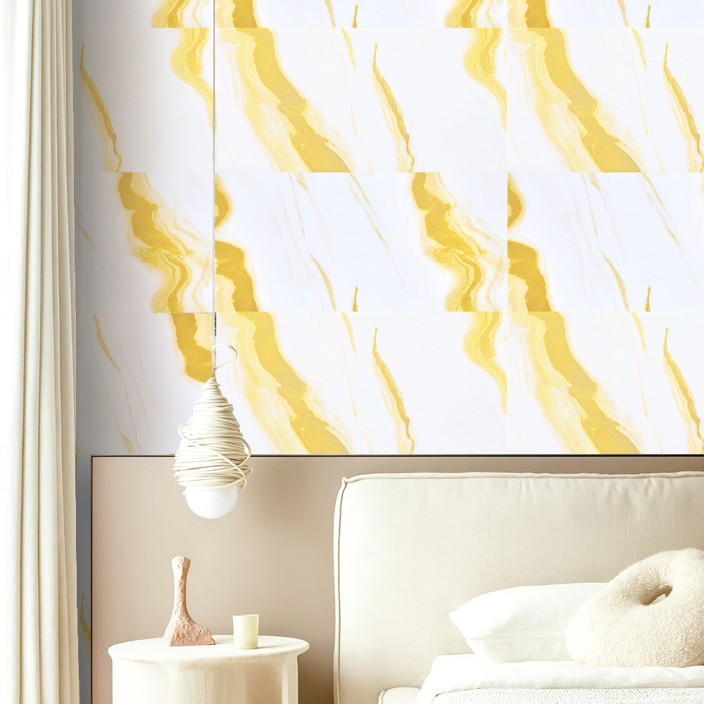 Living and Home 10 Piece Golden Quicksand Veins Marble Peel and Stick Wall Sticker