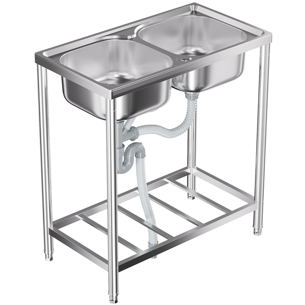 Living and Home Double Trough 201 Stainless Steel Sink