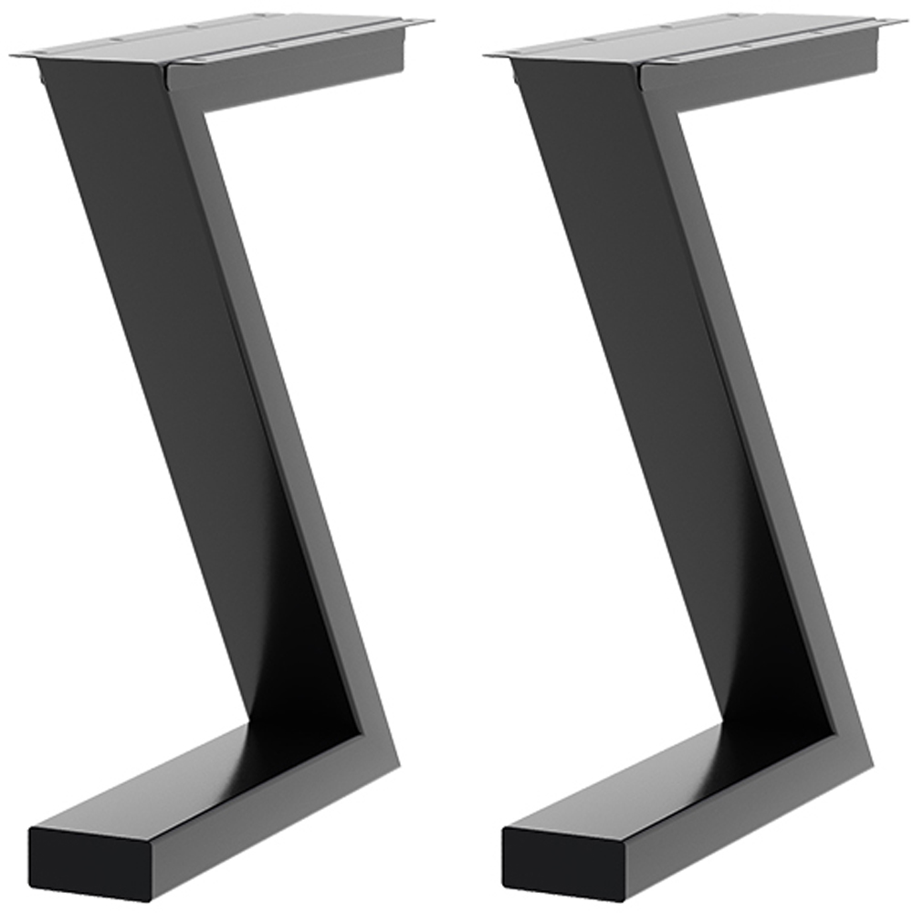 Living and Home Black Anti Slip Modern Z Shaped Iron Table Legs 30cm 2 Pack