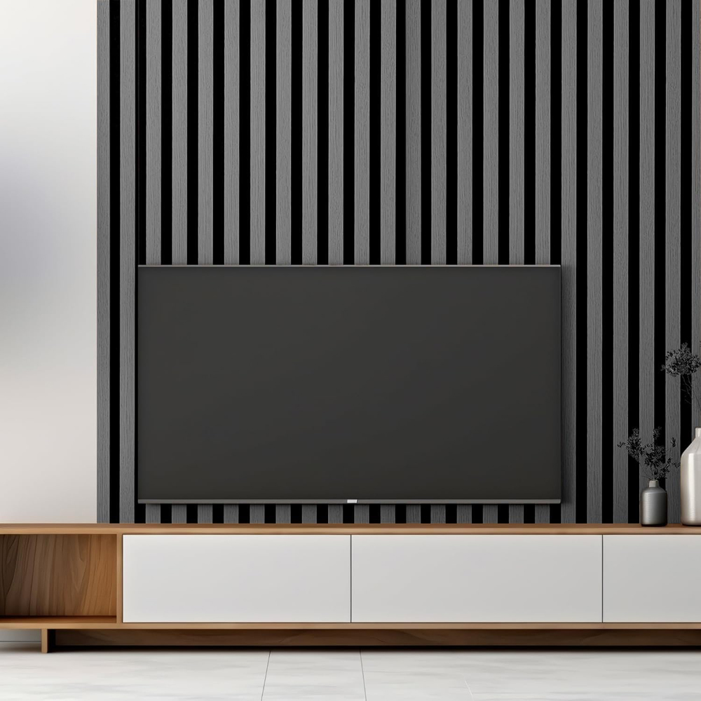 Home Treats Grey Oak Wooden 3D Acoustic Wall Panel 60 x 240cm